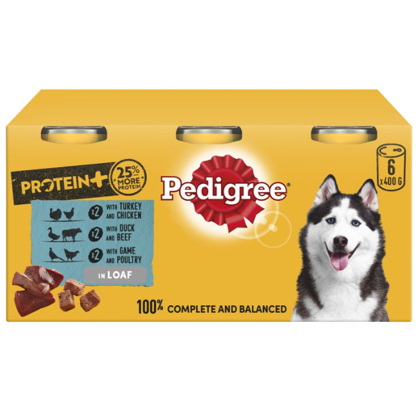 Pedigree Protein Plus Wet Dog Food Mixed Selection in Loaf 6 x 400g