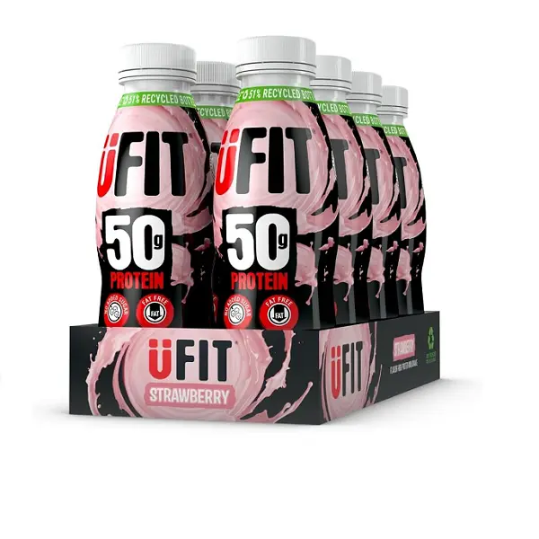 UFit 50g High Protein Shake Drink  Strawberry 8 x 500ml