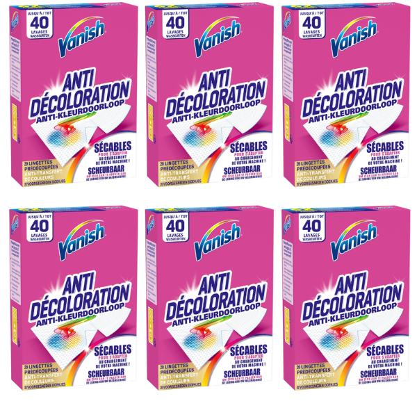 Vanish Anti Colour Transfer Box 20 Sheets x6 Boxes