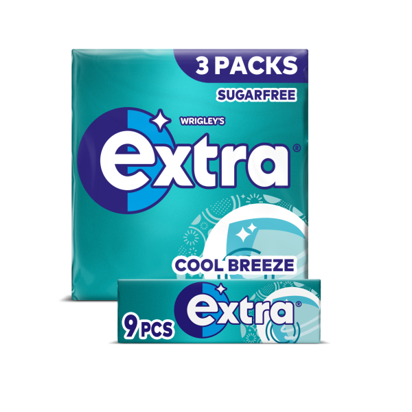 Wrigley's Extra Cool Breeze Sugarfree Chewing Gum Multipack 3 x 9 Pieces