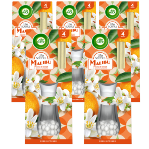 Air Wick Reed Diffuser Scented Natural Oil Malibu Fragrance 5 x 5ml