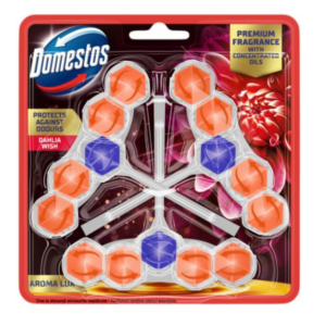 Domestos Toilet Rim Block Aroma Lux Dahlia Wish 3pk