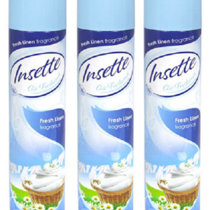 Insette Fresh Linen Fragrance Air Freshener Room Spray 3 x 300ml EXP AUGUST 2026