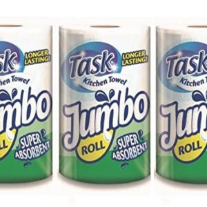 Opella Task Kitchen Towel Super Absorbent Jumbo Rolls – 3X Jumbo Rolls – Ideal for Spills, Cleaning Windows and Messes All Around – All Purpose - Jumbo Size for Extra Use, White