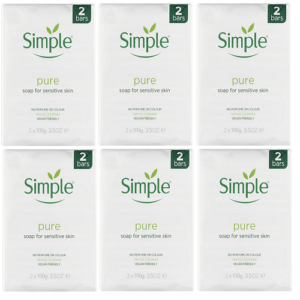 Simple Pure Soap Sensitive Skin No Perfume Or Colour Twin Pack 2x100g (6x Packs)